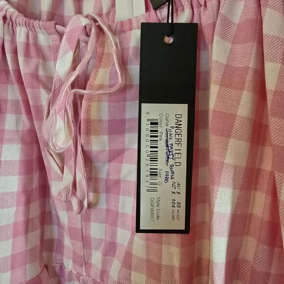 Dangerfield Curve Picnic Party Ruffle Dress Size 22 Pink Gingham Plus Size Cute - Picture 14 of 16